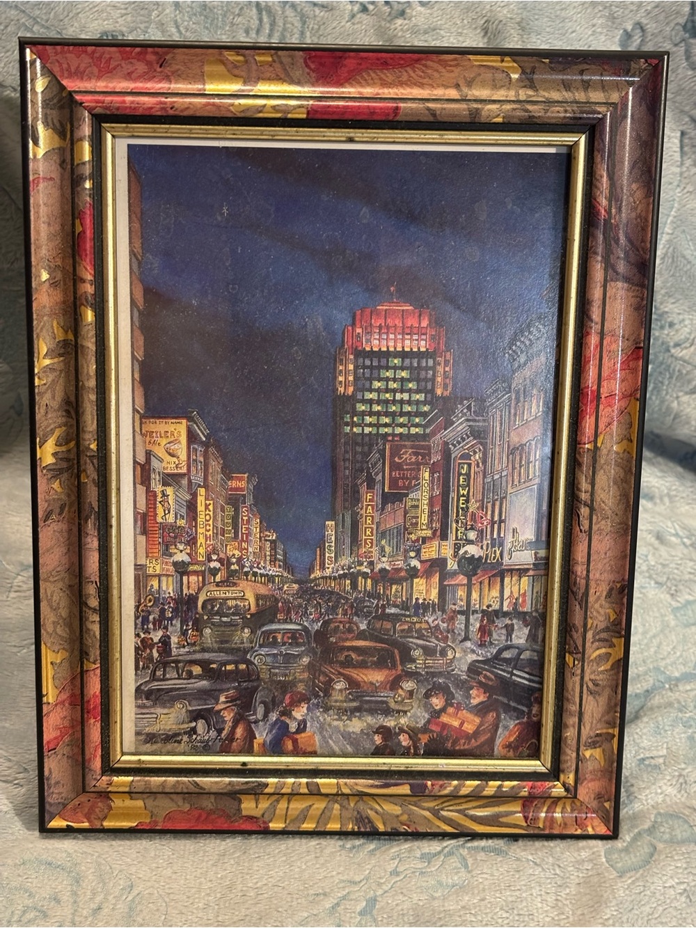 Vintage-Style City Night Print in Multi-Color Frame Allentown PA